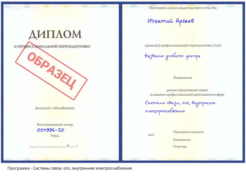 Системы связи, опс, внутреннее электроснабжение Щекино