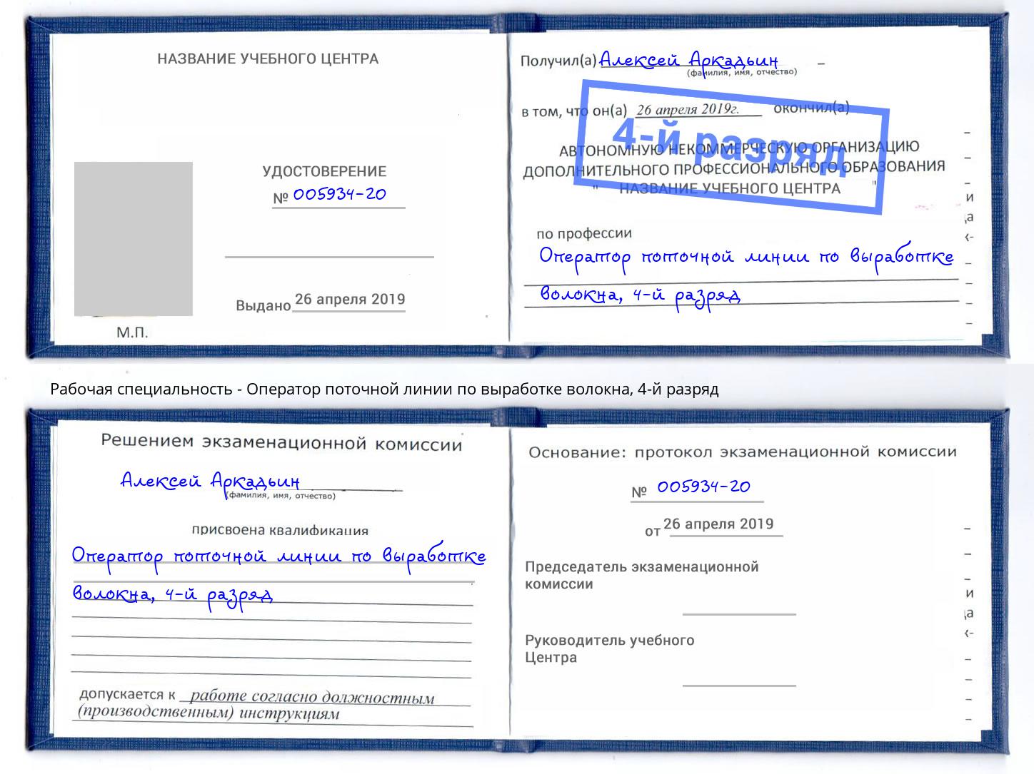 корочка 4-й разряд Оператор поточной линии по выработке волокна Щекино